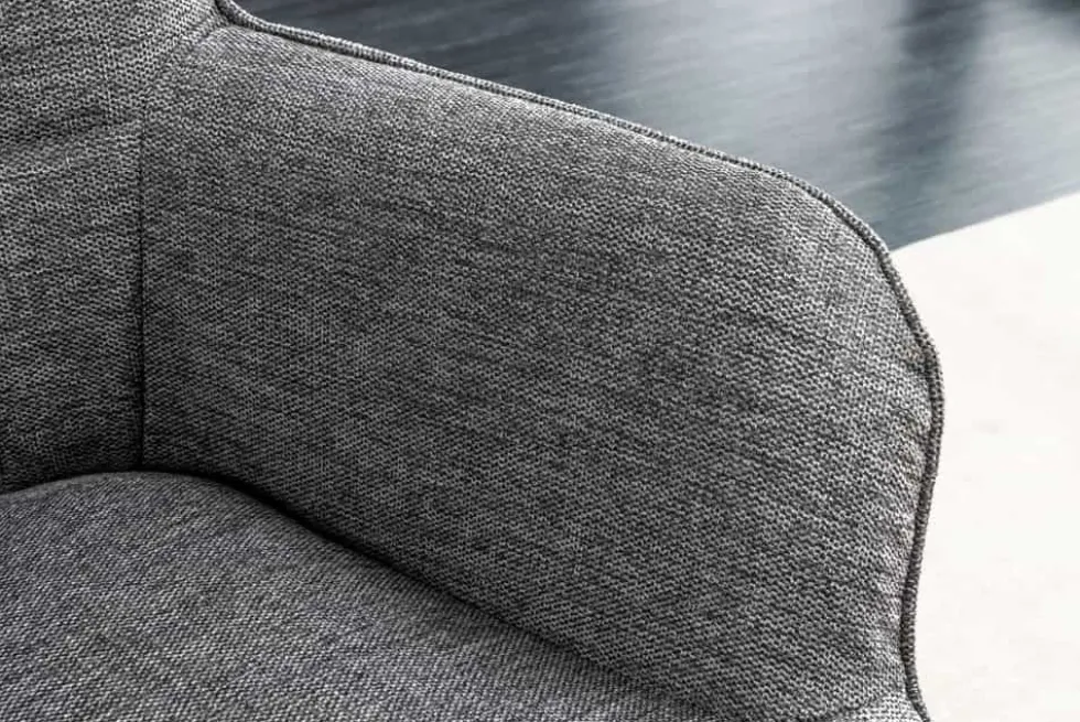 Moderner Sessel SCANDINAVIA grau Strukturstoff schwarze Metallbeine mit Armlehnen