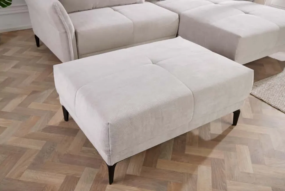 Moderner Sitzhocker DESIGNO 110cm beige Cord Metallfüße
