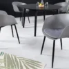 Moderner Stuhl DESIGNO grau Kunststoff Gartenstuhl mit Armlehnen Indoor Outdoor