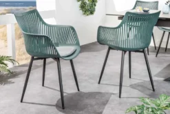 Moderner Stuhl SIGNUM salbei schwarz Kunststoff Gartenstuhl Indoor Outdoor mit Armlehnen