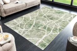 Moderner Teppich JUNGLE 230x160cm grün beige Flachgewebe Indoor-Teppich