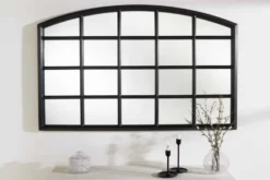 Moderner Wandspiegel PARIS 120cm schwarz Fensterspiegel Rundbogen-Design