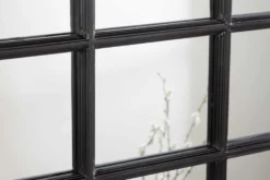 Moderner Wandspiegel PARIS 120cm schwarz Fensterspiegel Rundbogen-Design
