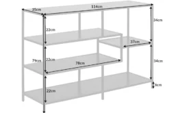 Modernes Bücherregal SLIM LINE 115cm graphit Metallgestell mit fünf Regalböden
