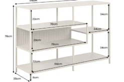 Modernes Bücherregal SLIM LINE 115cm champagner beige Metallgestell fünf Regalböden