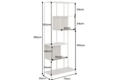 Modernes Bücherregal SLIM LINE 185cm champagner beige Metallgestell sechs Regalböden