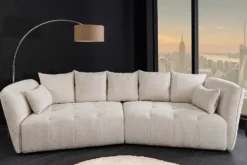 Modernes Big Sofa ROYAL 295cm champagner beige Bouclé Federkern XXL-Couch