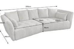 Modernes Big Sofa ROYAL 295cm grau Bouclé Federkern XXL-Couch inkl. Kissen