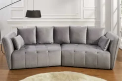 Modernes Big Sofa ROYAL 295cm grau Veloursstoff Federkern XXL-Couch