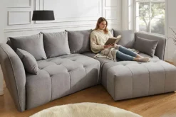 Modernes Big Sofa ROYAL 295cm grau Veloursstoff Federkern XXL-Couch