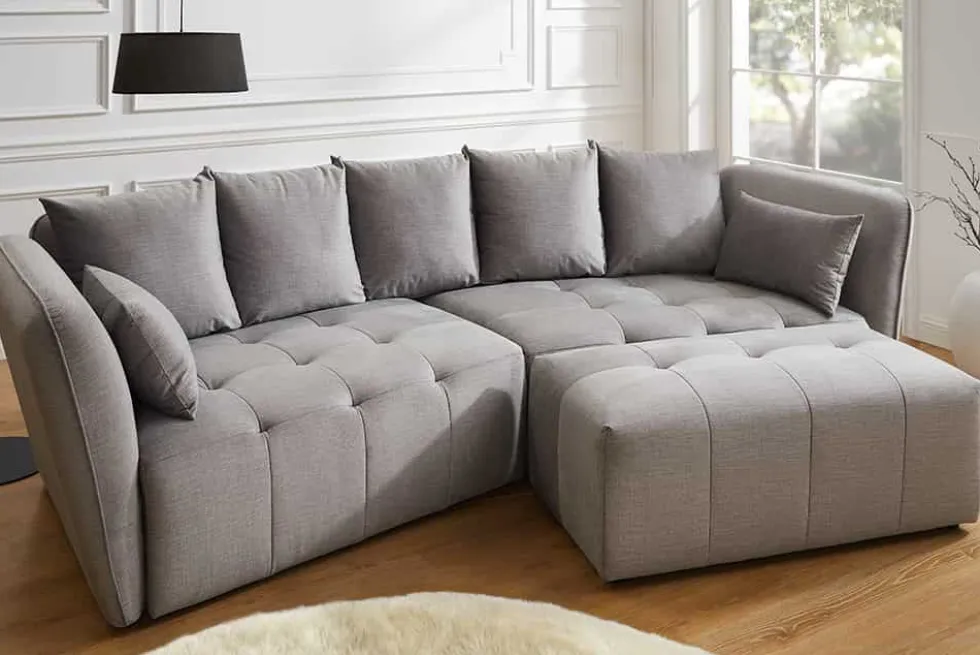 Modernes Big Sofa ROYAL 295cm grau Veloursstoff Federkern XXL-Couch