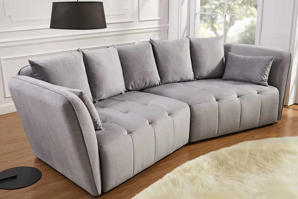 Modernes Big Sofa ROYAL 295cm grau Veloursstoff Federkern XXL-Couch