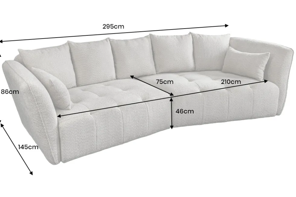 Modernes Big Sofa ROYAL 295cm grau Veloursstoff Federkern XXL-Couch