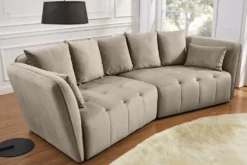 Modernes Big Sofa ROYAL 295cm greige Veloursstoff Federkern XXL-Couch