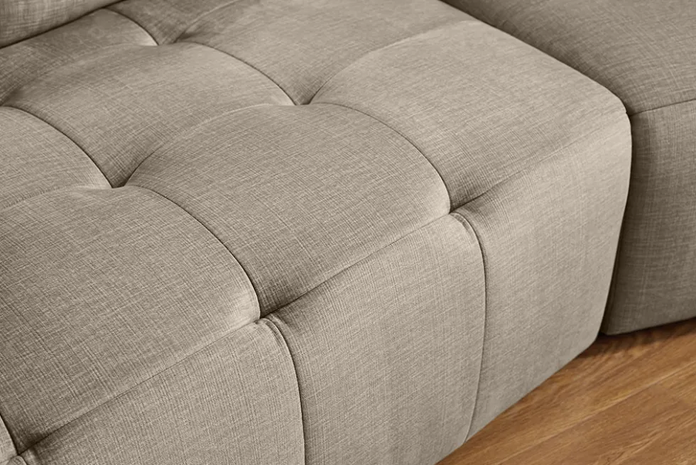 Modernes Big Sofa ROYAL 295cm greige Veloursstoff Federkern XXL-Couch