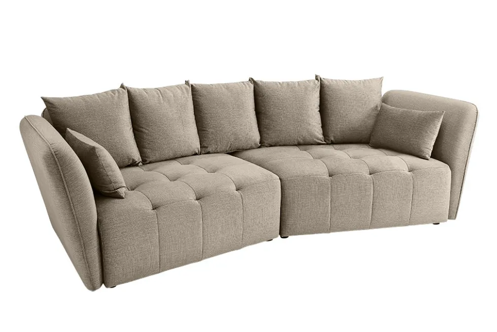Modernes Big Sofa ROYAL 295cm greige Veloursstoff Federkern XXL-Couch