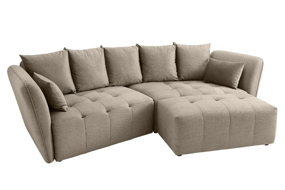 Modernes Big Sofa ROYAL 295cm greige Veloursstoff Federkern XXL-Couch