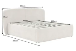 Modernes Boxbett ART DECO 160x200cm greige Bouclé mit Stauraum und Lattenrost