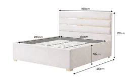 Modernes Boxbett METROPOLITAN 180x200cm beige Samt mit Lattenrost und Stauraum