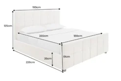 Modernes Boxbett PRESTIGE 180x200cm creme Bouclè mit Stauraum und Lattenrost