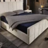 Modernes Boxbett PRESTIGE 160x200cm creme Bouclè mit Stauraum und Lattenrost