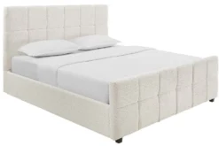 Modernes Boxbett PRESTIGE 160x200cm creme Bouclè mit Stauraum und Lattenrost