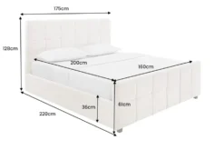 Modernes Boxbett PRESTIGE 160x200cm creme Bouclè mit Stauraum und Lattenrost