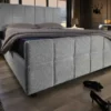 Modernes Boxbett PRESTIGE 180x200cm grau Bouclé mit Stauraum und Lattenrost