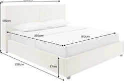 Modernes Boxbett ROCCO 180x200cm beige Cord mit Stauraum und Lattenrost