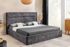 Modernes Boxbett STORAGE 180x200cm grau Samt mit Stauraum und Lattenrost