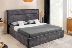Modernes Boxbett STORAGE 180x200cm grau Samt mit Stauraum und Lattenrost
