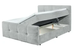 Modernes Boxspringbett TOULOUSE 160x200cm silbergrau inkl. Matratze Topper Stauraum