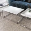 Modernes Couchtisch 3er Set ELEMENTS 75cm weiß Chrom abnehmbares Tablett