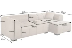 Modernes Ecksofa CITY 240cm blau Strukturstoff 3-Sitzer Couch inkl. Kissen