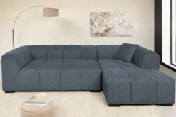 Modernes Ecksofa CITY 240cm blau Strukturstoff 3-Sitzer Couch inkl. Kissen