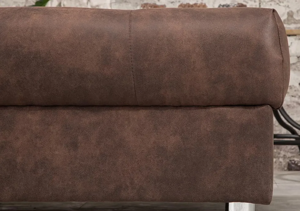 Modernes Ecksofa KENT 220cm braun Federkern Wohnlandschaft inkl. Hocker und Kissen