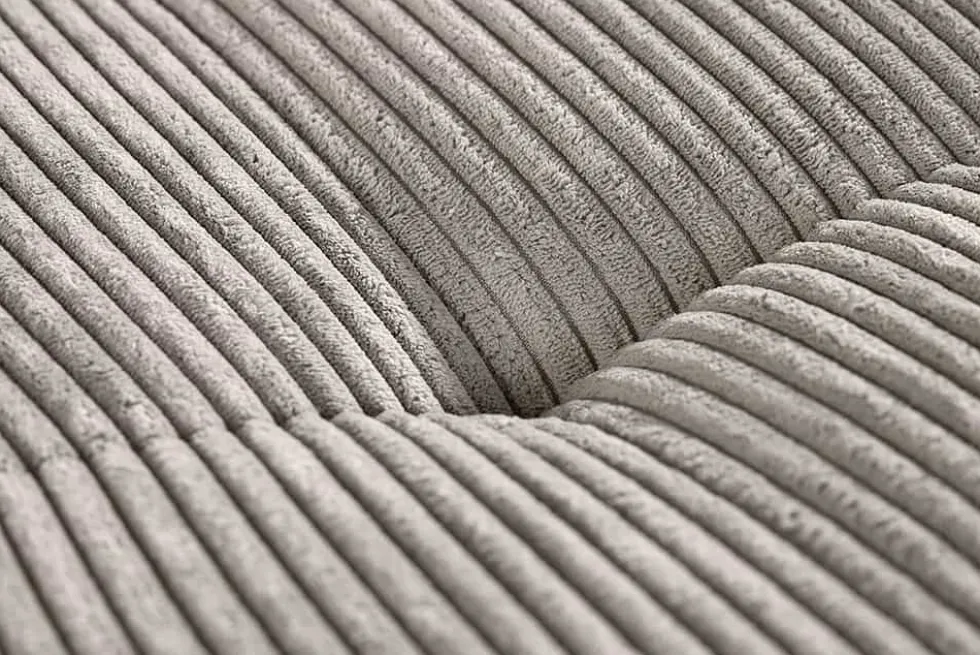 Modernes Ecksofa KENT 220cm greige Cord inkl. Hocker Federkern L-Form Wohnlandschaft