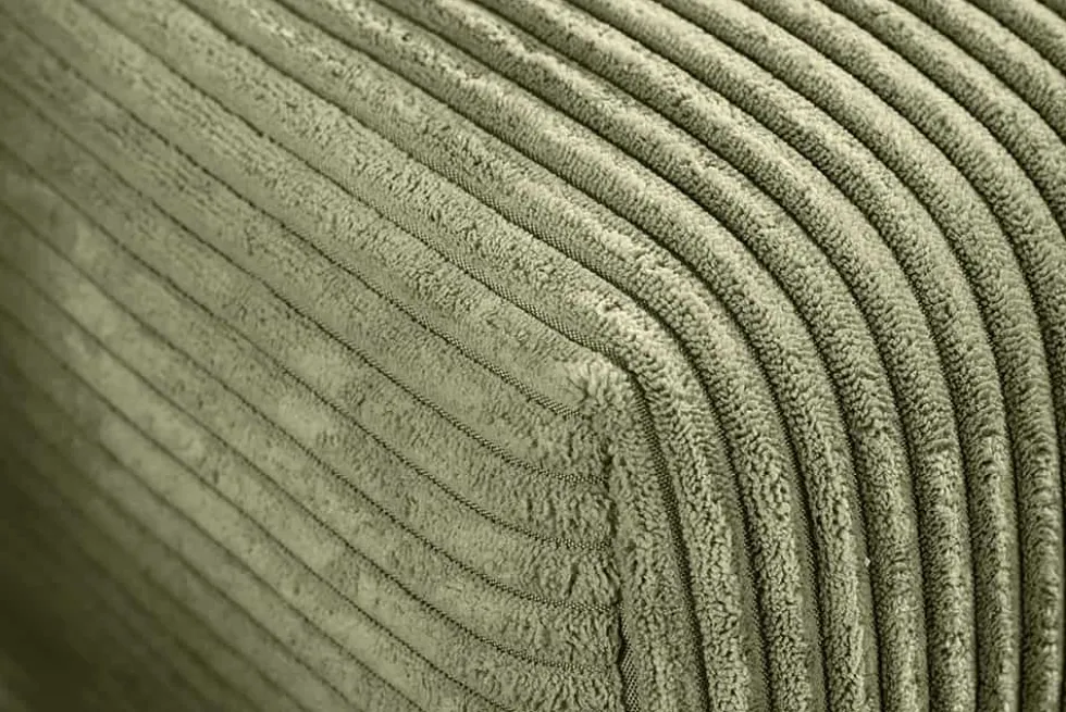 Modernes Ecksofa KENT 220cm grün Cord inkl. Hocker Federkern L-Form Wohnlandschaft