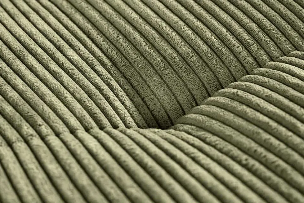 Modernes Ecksofa KENT 220cm grün Cord inkl. Hocker Federkern L-Form Wohnlandschaft