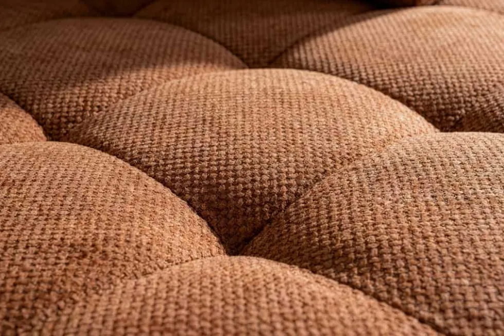 Modernes Ecksofa KENT 220cm rostbraun Chenille inkl. Hocker Federkern Wohnlandschaft