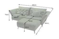 Modernes Ecksofa MARRAKESCH 265cm grün Samt 3-Sitzer inkl. Kissen Ottomane rechts