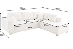 Modernes Ecksofa NORWAY 250cm beige Chenille Schlafsofa mit Stauraum inkl. Kissen