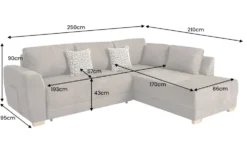 Modernes Ecksofa NORWAY 250cm taupe Microfaser Schlafsofa mit Bettkasten Federkern