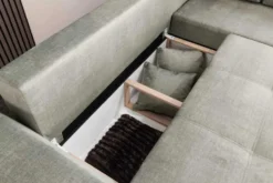 Modernes Ecksofa NORWAY 250cm taupe Vogue Velours Samt Schlafsofa mit Stauraum