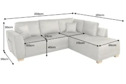 Modernes Ecksofa NORWAY 250cm taupe Vogue Velours Samt Schlafsofa mit Stauraum
