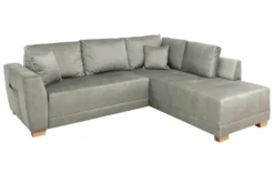 Modernes Ecksofa NORWAY 250cm taupe Vogue Velours Samt Schlafsofa mit Stauraum