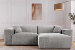 Modernes Ecksofa SIGNATUR 260cm grau Chenille Cremona beidseitig stellbar inkl. Kissen