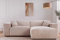 Modernes Ecksofa SIGNATUR 260cm beige Chenille Cremona beidseitig stellbar inkl. Kissen