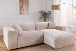 Modernes Ecksofa SIGNATUR 260cm beige Chenille Cremona beidseitig stellbar inkl. Kissen