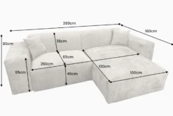 Modernes Ecksofa SIGNATUR 260cm beige Chenille Cremona beidseitig stellbar inkl. Kissen